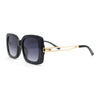 Womens Thick Plastic Rectangle Elegant Metal Arm Mod Sunglasses