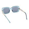 Womens Thick Plastic Rectangle Elegant Metal Arm Mod Sunglasses