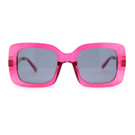 Womens Thick Plastic Rectangle Elegant Metal Arm Mod Sunglasses