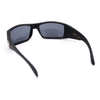 Locs Rubberized Matte Classic Rectangle Wrap Biker All Black Sunglasses