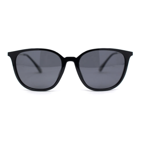 Polarized Chic Thin Plastic Horn Rim Round Metal Arm Fashion Sunglasses