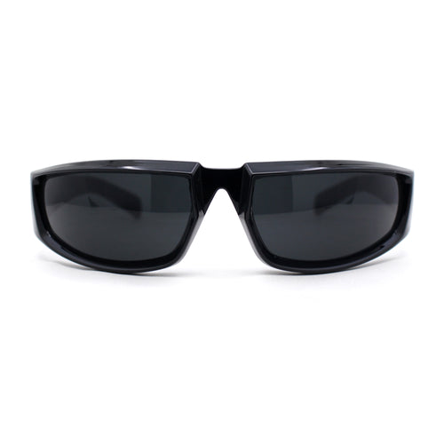 Swanky Trend 90s Wrap Around Sport Plastic Rectangular Sunglasses