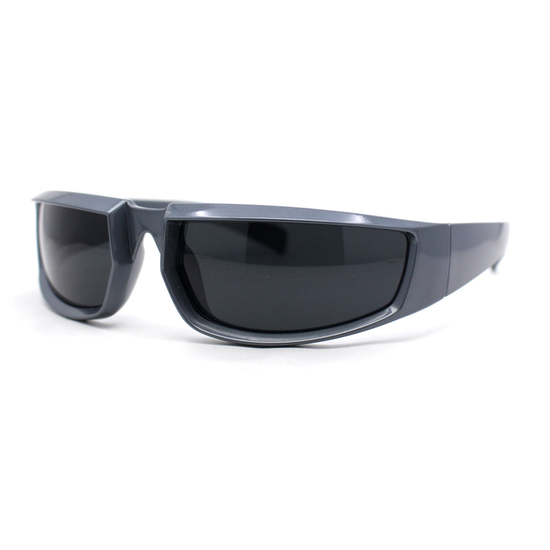 Swanky Trend 90s Wrap Around Sport Plastic Rectangular Sunglasses