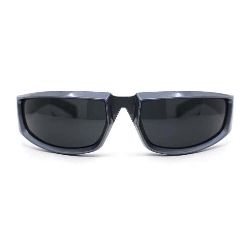 Swanky Trend 90s Wrap Around Sport Plastic Rectangular Sunglasses