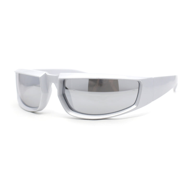 Swanky Trend 90s Wrap Around Sport Plastic Rectangular Sunglasses