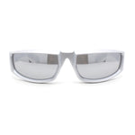 Swanky Trend 90s Wrap Around Sport Plastic Rectangular Sunglasses