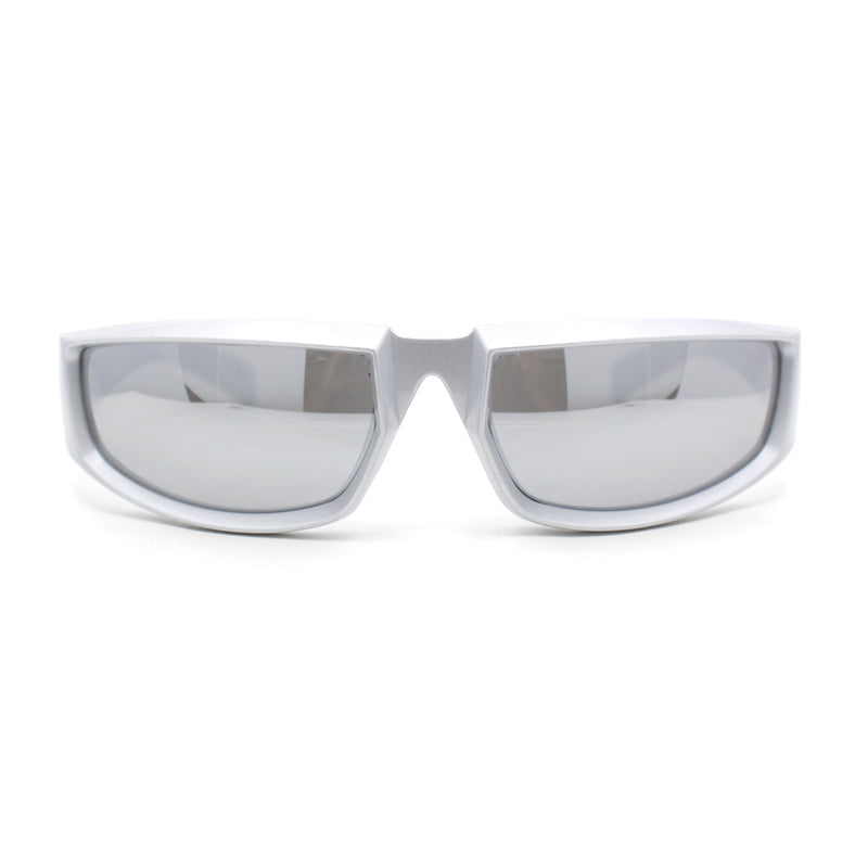 Swanky Trend 90s Wrap Around Sport Plastic Rectangular Sunglasses