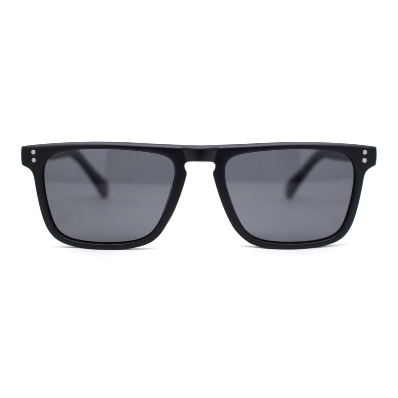 Polarized Hipster Flat Top Keyhole Rectangular Horn Rim Plastic Sunglasses