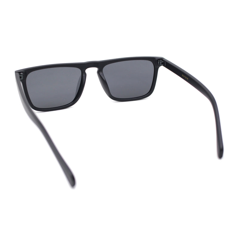 Polarized Hipster Flat Top Keyhole Rectangular Horn Rim Plastic Sunglasses