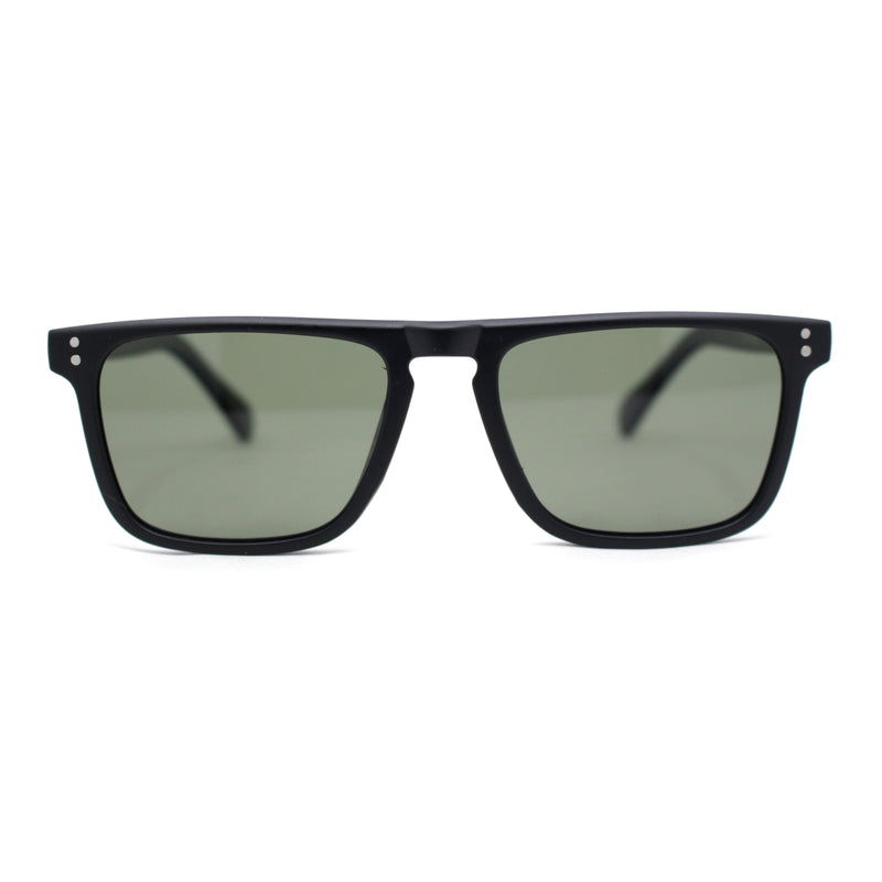 Polarized Hipster Flat Top Keyhole Rectangular Horn Rim Plastic Sunglasses