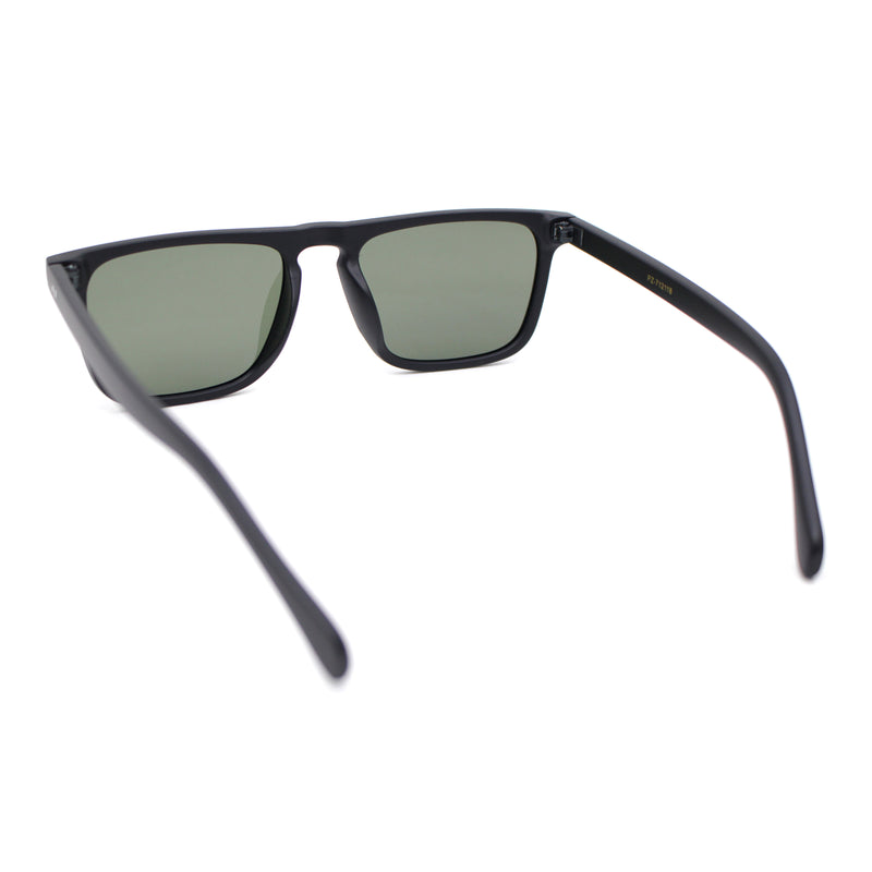 Polarized Hipster Flat Top Keyhole Rectangular Horn Rim Plastic Sunglasses