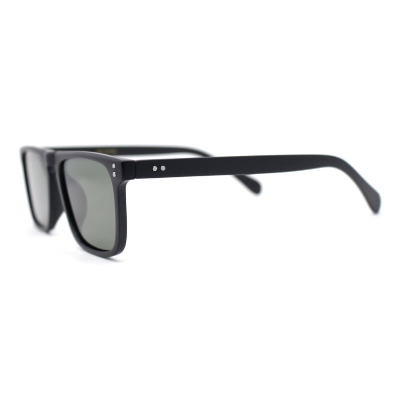 Polarized Hipster Flat Top Keyhole Rectangular Horn Rim Plastic Sunglasses