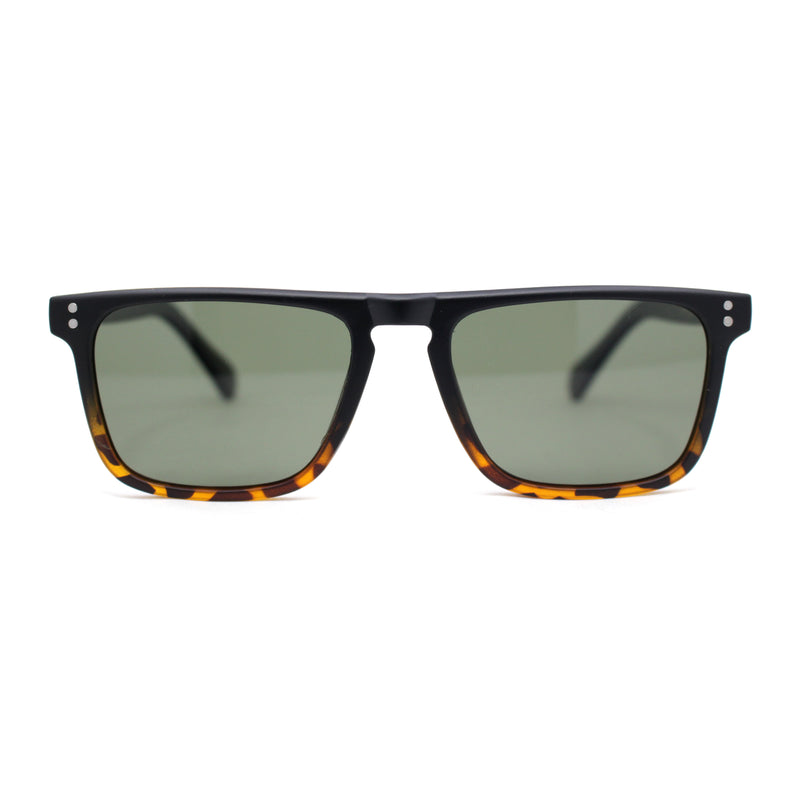 Polarized Hipster Flat Top Keyhole Rectangular Horn Rim Plastic Sunglasses