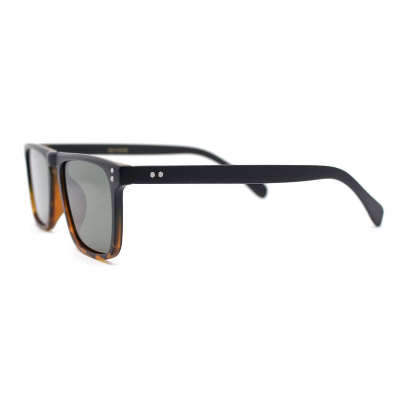 Polarized Hipster Flat Top Keyhole Rectangular Horn Rim Plastic Sunglasses