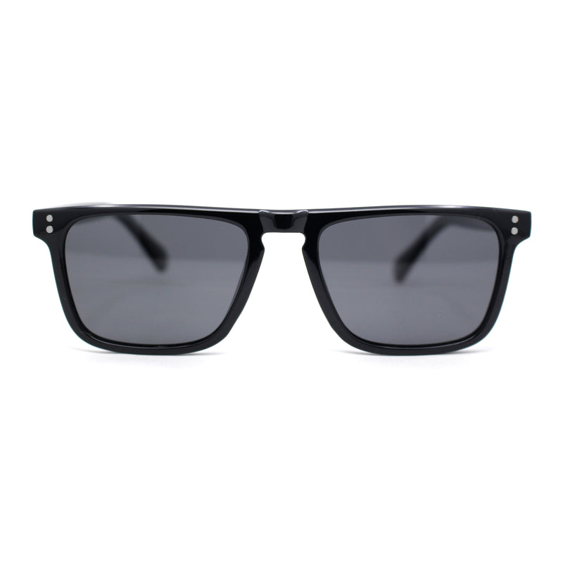 Polarized Hipster Flat Top Keyhole Rectangular Horn Rim Plastic Sunglasses