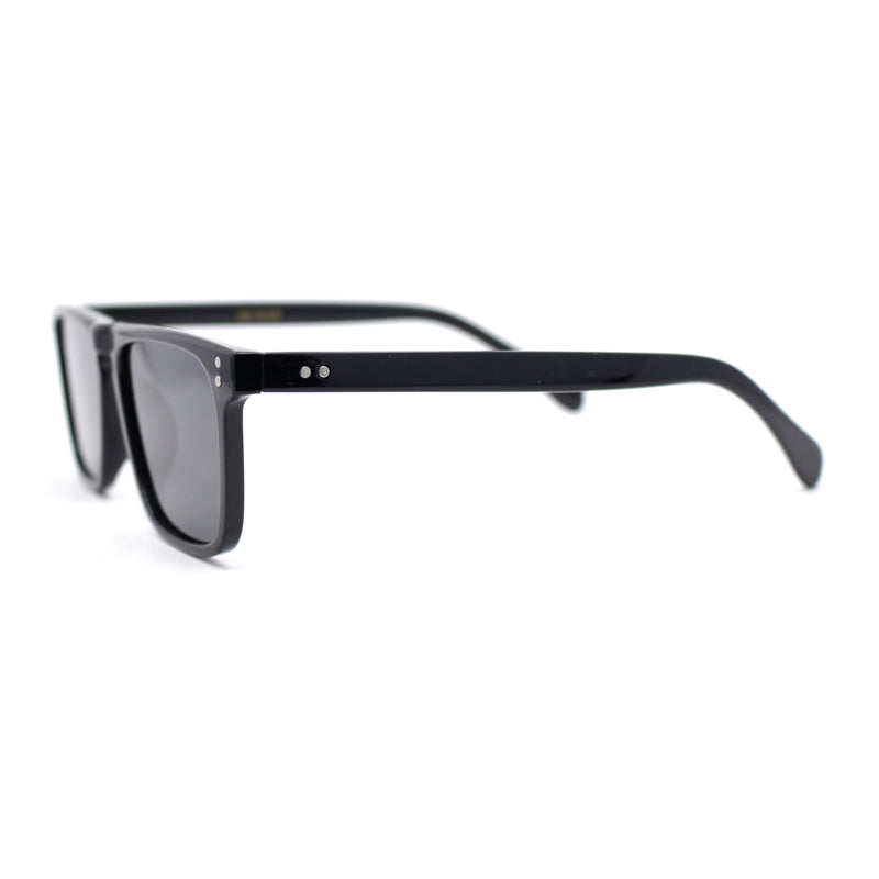 Polarized Hipster Flat Top Keyhole Rectangular Horn Rim Plastic Sunglasses