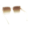 Womens Rimless Luxury Rectangular Designer Style Fashion Sunglasses