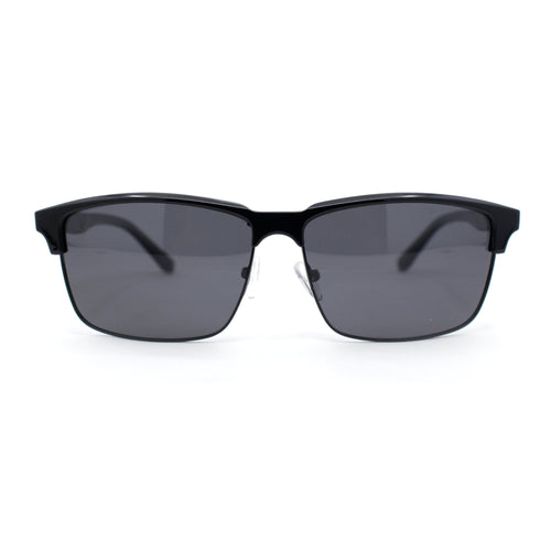 Polarized Hipster Narrow Rectangle Half Horn Rim Fashion Sunglasses