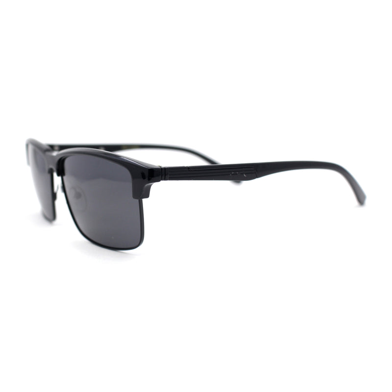 Polarized Hipster Narrow Rectangle Half Horn Rim Fashion Sunglasses