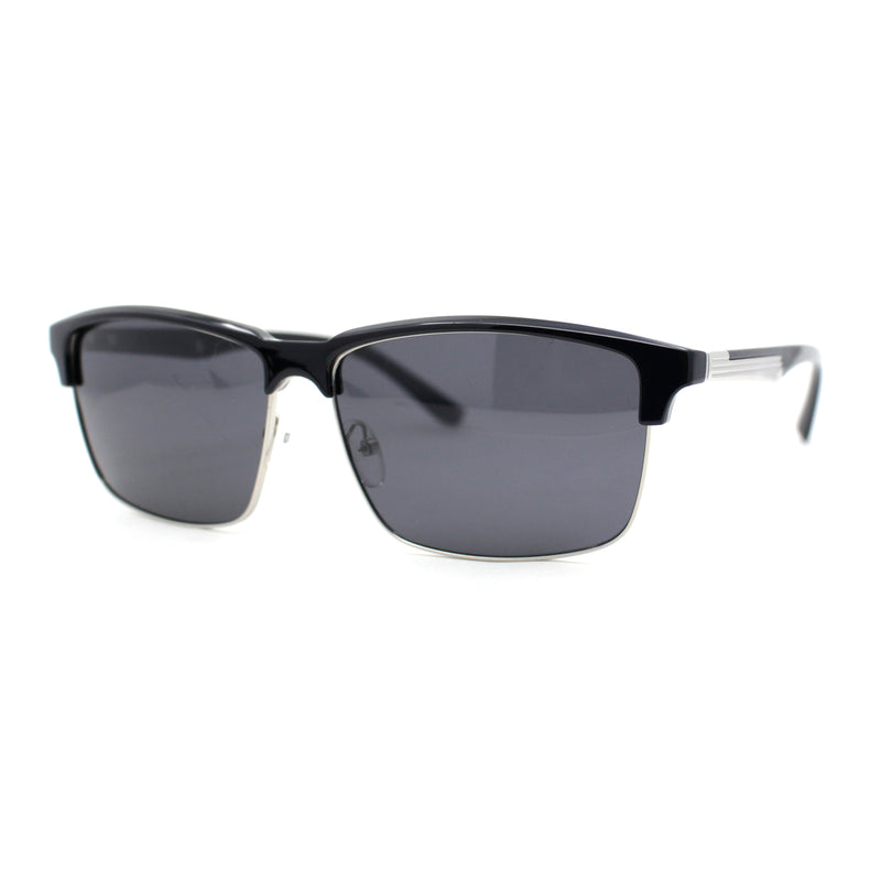 Polarized Hipster Narrow Rectangle Half Horn Rim Fashion Sunglasses