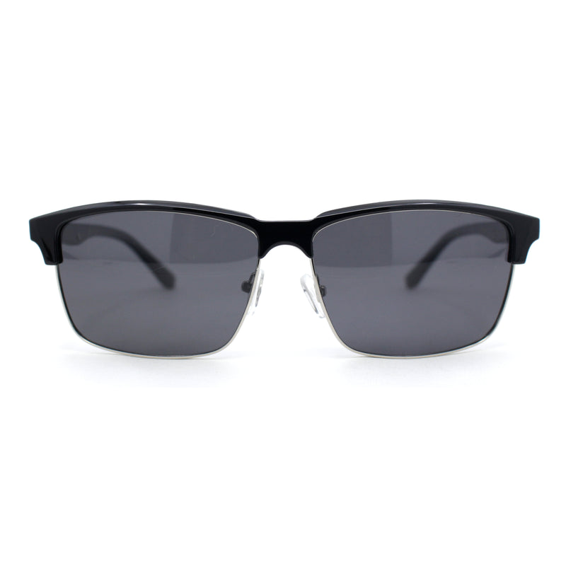 Polarized Hipster Narrow Rectangle Half Horn Rim Fashion Sunglasses