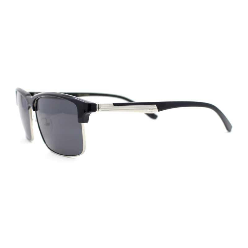 Polarized Hipster Narrow Rectangle Half Horn Rim Fashion Sunglasses