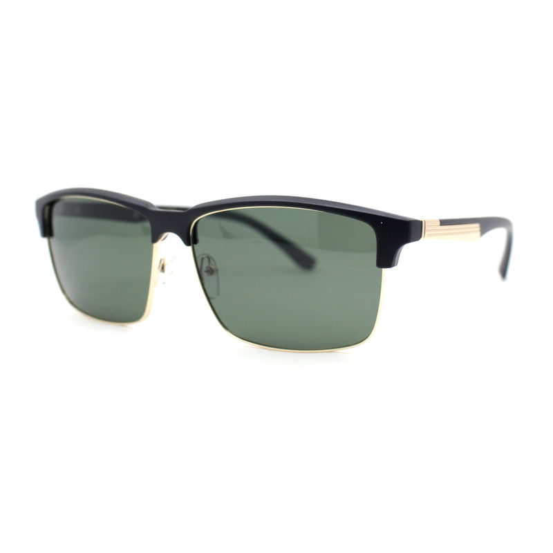 Polarized Hipster Narrow Rectangle Half Horn Rim Fashion Sunglasses