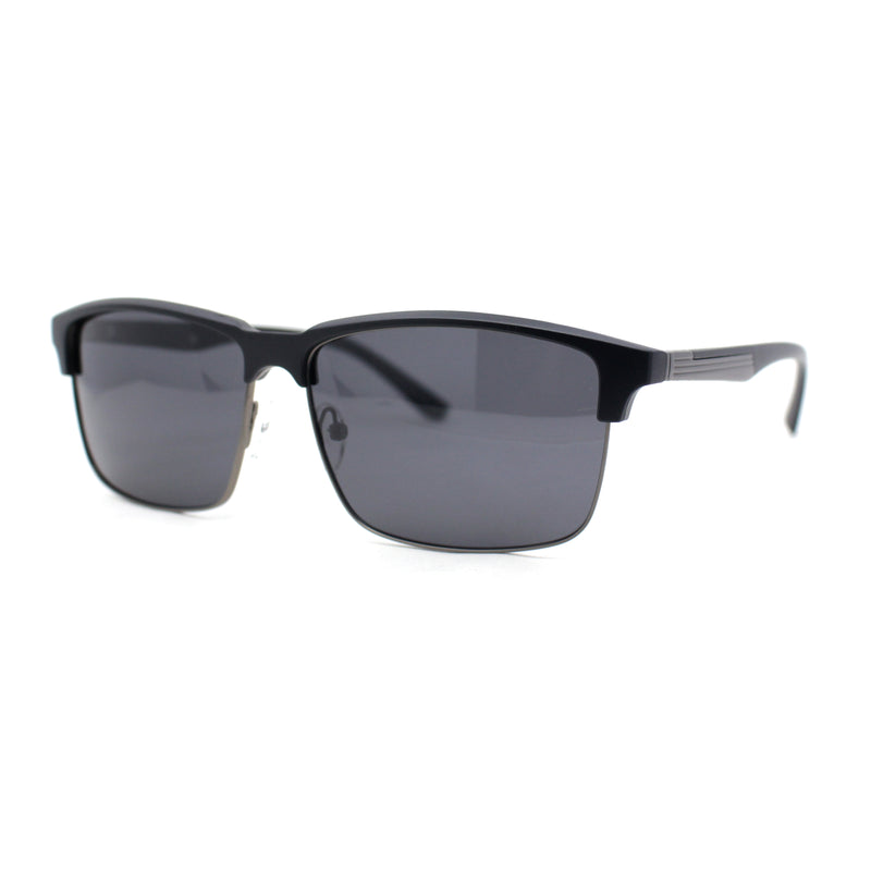 Polarized Hipster Narrow Rectangle Half Horn Rim Fashion Sunglasses