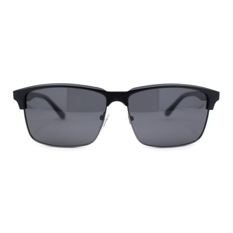 Polarized Hipster Narrow Rectangle Half Horn Rim Fashion Sunglasses