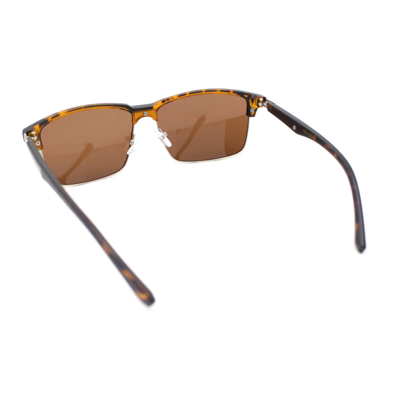 Polarized Hipster Narrow Rectangle Half Horn Rim Fashion Sunglasses