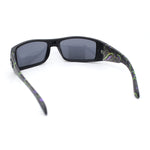 Mens Locs Matte Flaming Arm Rectangular Biker Gangster Sunglasses