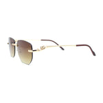 Leopard Jaguar Jewel Arm Rimless Rectangle Hustler Dad Shade Sunglasses