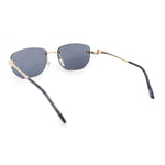 Leopard Jaguar Jewel Arm Rimless Rectangle Hustler Dad Shade Sunglasses