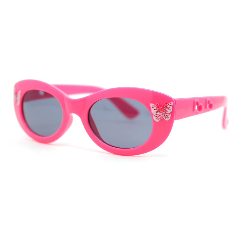 Girls Child Size Butterfly Deco Oval Mod Cat Eye Plastic Sunglasses