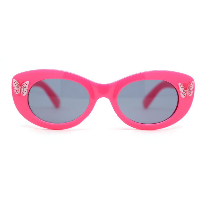 Girls Child Size Butterfly Deco Oval Mod Cat Eye Plastic Sunglasses