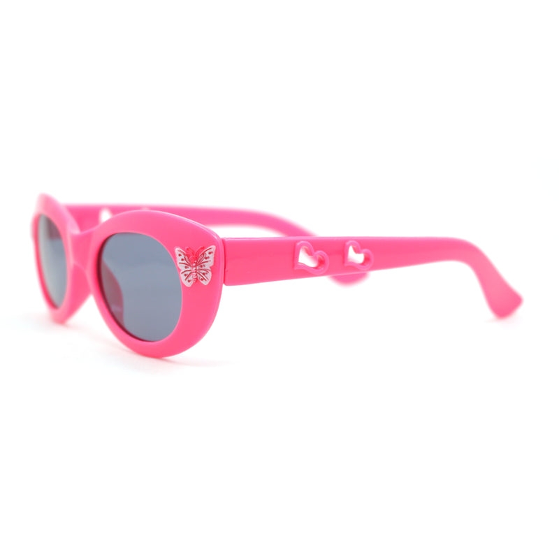 Girls Child Size Butterfly Deco Oval Mod Cat Eye Plastic Sunglasses