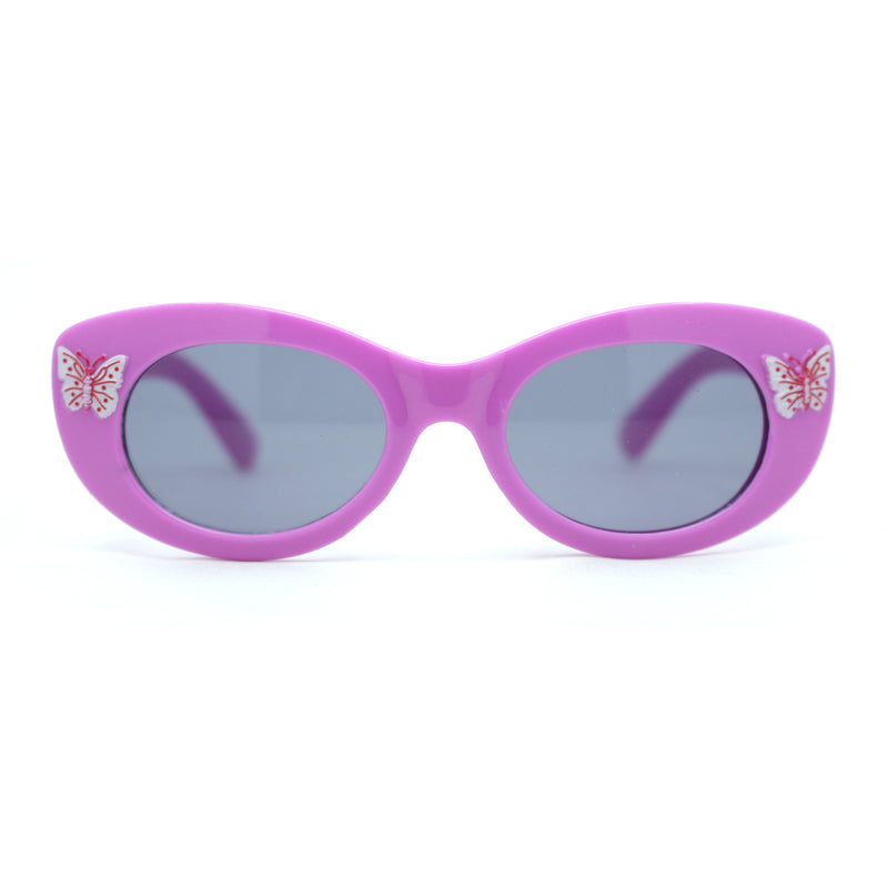 Girls Child Size Butterfly Deco Oval Mod Cat Eye Plastic Sunglasses