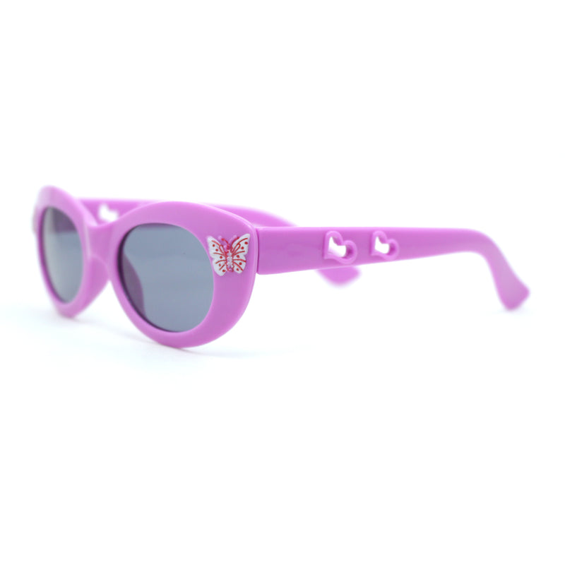 Girls Child Size Butterfly Deco Oval Mod Cat Eye Plastic Sunglasses