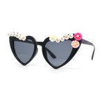 Girls Child Size Flower Girl Beads Cat Eye Heart Shape Plastic Sunglasses