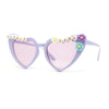 Girls Child Size Flower Girl Beads Cat Eye Heart Shape Plastic Sunglasses