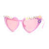 Girls Child Size Flower Girl Beads Cat Eye Heart Shape Plastic Sunglasses