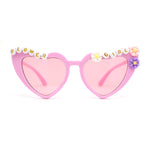 Girls Child Size Flower Girl Beads Cat Eye Heart Shape Plastic Sunglasses