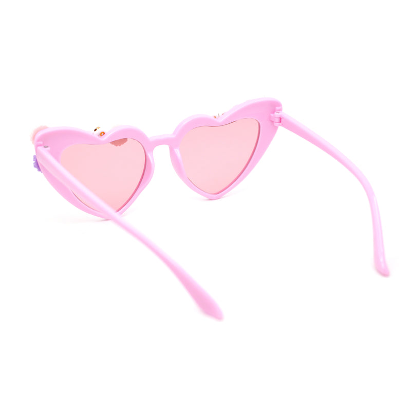 Girls Child Size Flower Girl Beads Cat Eye Heart Shape Plastic Sunglasses