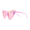 Girls Child Size Flower Girl Beads Cat Eye Heart Shape Plastic Sunglasses