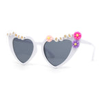 Girls Child Size Flower Girl Beads Cat Eye Heart Shape Plastic Sunglasses