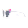 Girls Child Size Flower Girl Beads Cat Eye Heart Shape Plastic Sunglasses