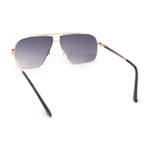 Mens Rectangular Metal Rim Officer Gentlemanly Racer Sunglasses