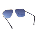 Mens Rectangular Metal Rim Officer Gentlemanly Racer Sunglasses