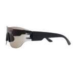 Boys Kids Rimless Shield Color Mirror Wrap Curved Sport Sunglasses