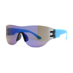 Boys Kids Rimless Shield Color Mirror Wrap Curved Sport Sunglasses